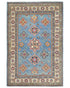 4x6 Blue Kuba Afghan Hand Knotted Wool Area Rug